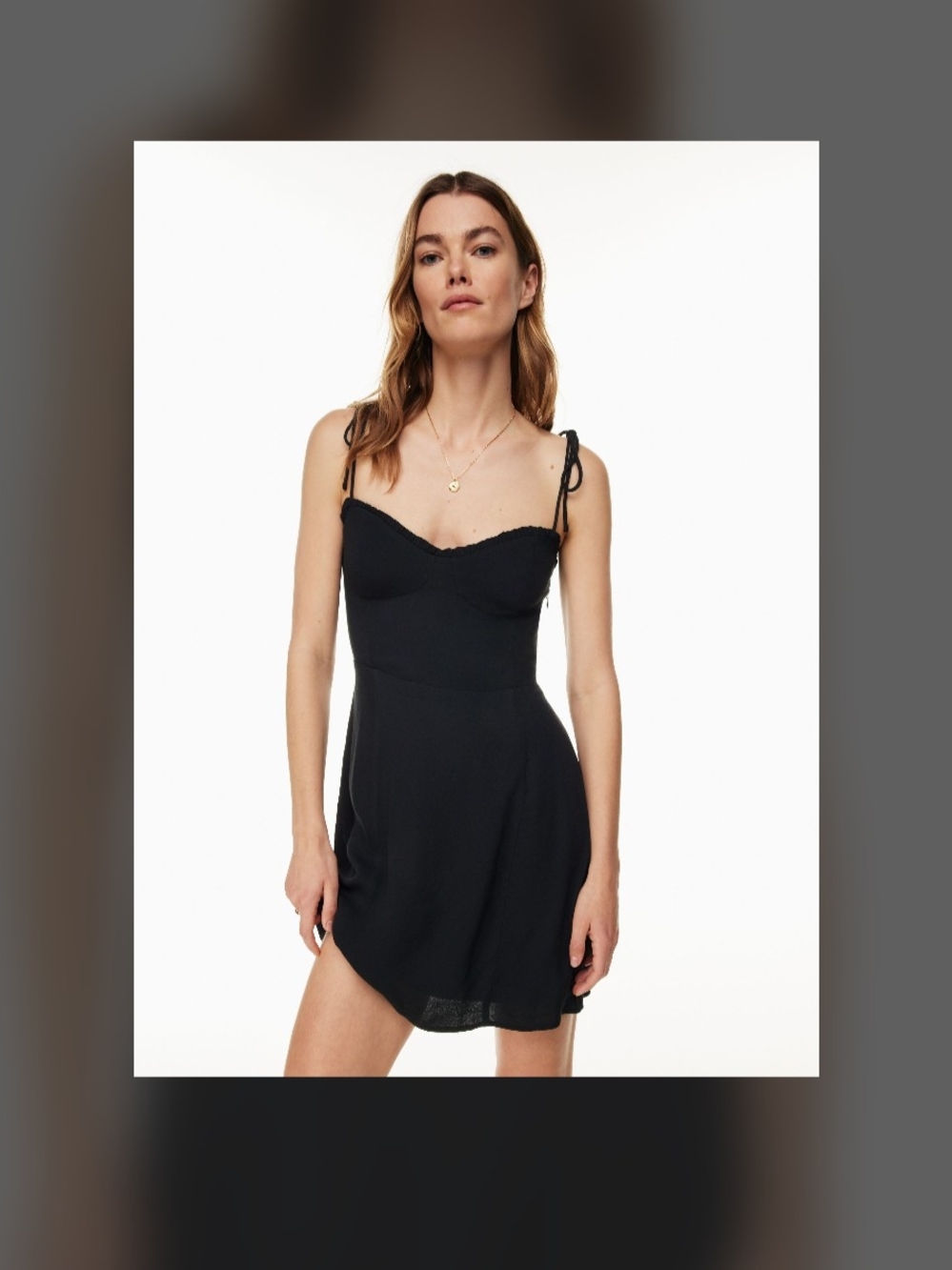 Aritzia Wilfred Black Fable Bustier Mini Dress Size 10 Double Strap Ruffle